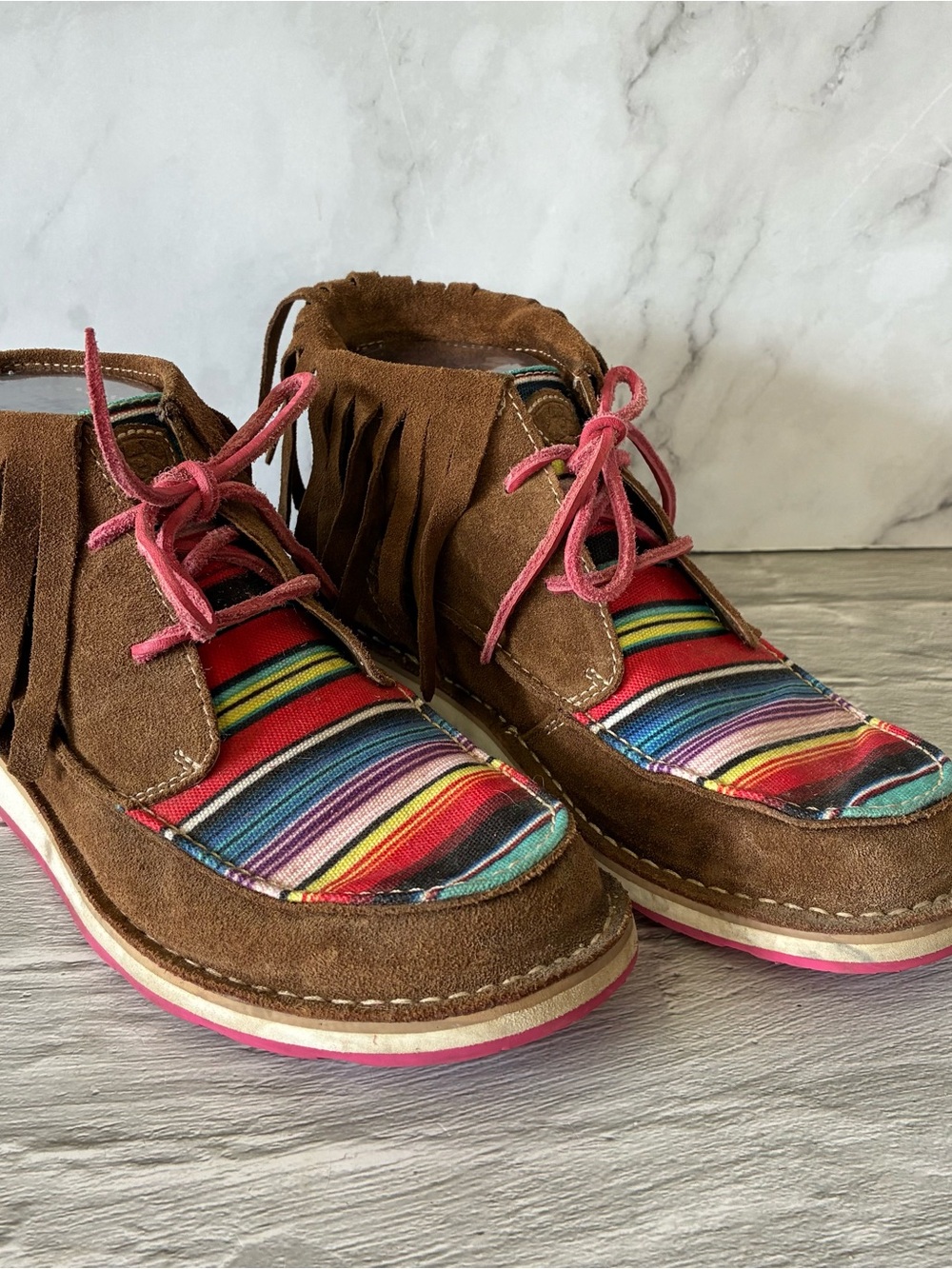 Ariat Women's Cruiser Fringe Suede Ankle Chukka Moccasin Boots